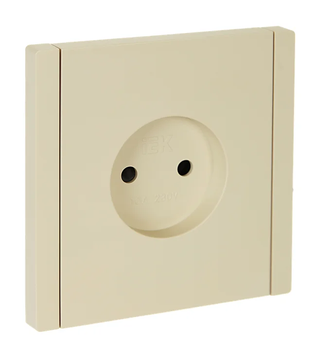 Розетка 1-м СП FORTE&PIANO FP417 10А без заземл. защ. шторки винт. крепл. ваниль IEK FP-R13-10-K10