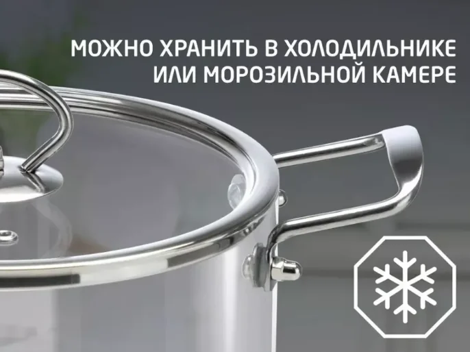Кастрюля из жаропрочного боросиликатного стекла LEONORD ITALIANO 2,5л с крышкой с пароотводом