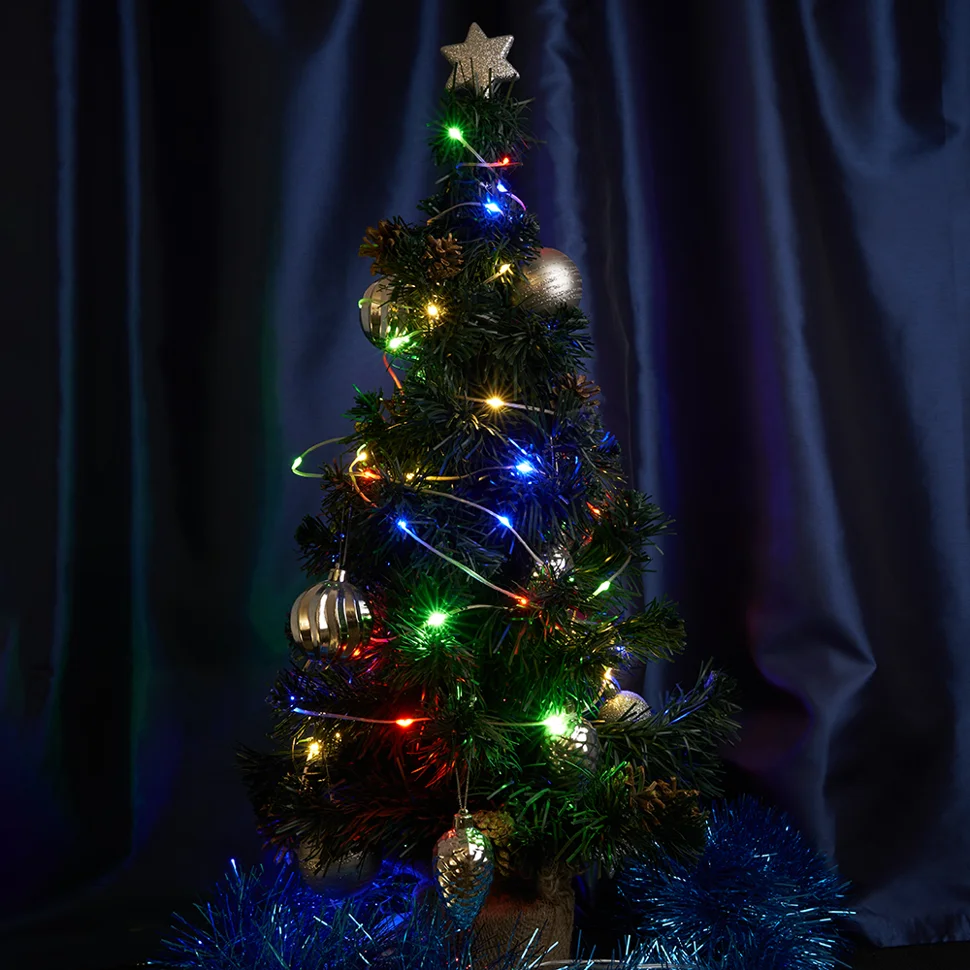 Гирлянда линейная Роса (на плоском проводе) 220V, 200 LED 20м, мультиколор, IP 20, прозрачный шнур 3м, FERON CL579