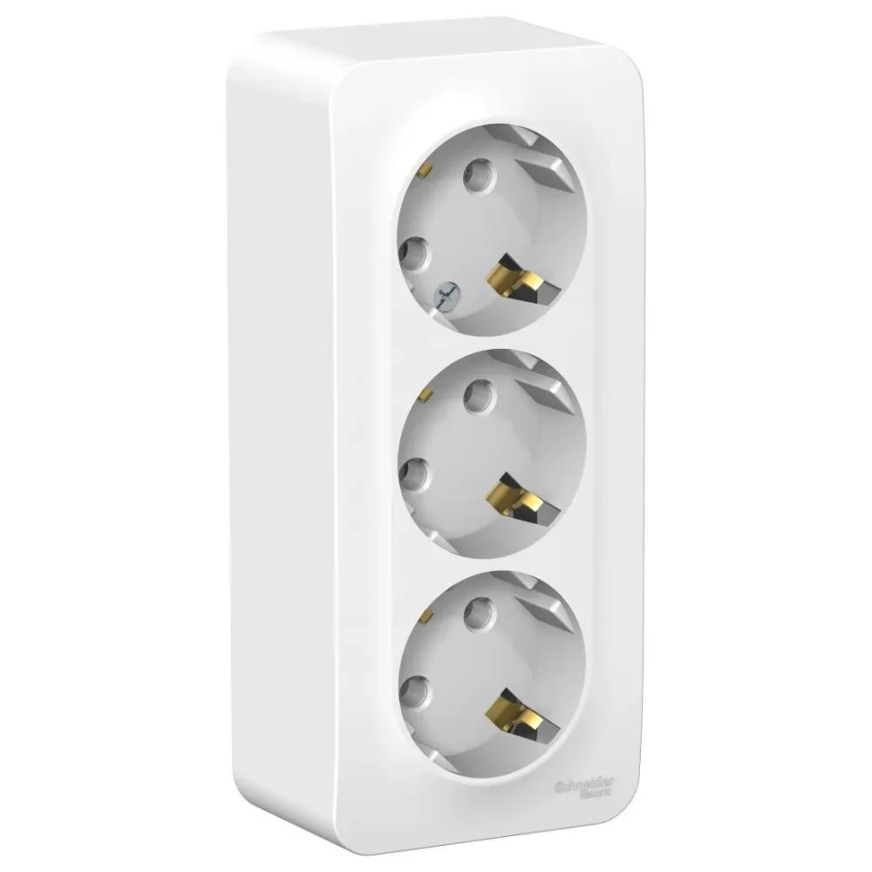 Розетка 3-м ОП Blanca 16А IP20 250В с заземлением без защ. шторок с изолир. пластиной белый SE BLNRA010311