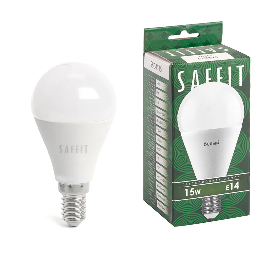 Лампа светодиодная 15W E14 230V 4000K 1275Лм (белый) Шар (G45) Feron, SBG4515