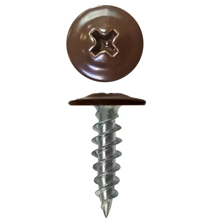 Саморезы с прессшайбой острие 4,2x16 RAL 8017 (уп 20шт) подвес, Biskrep