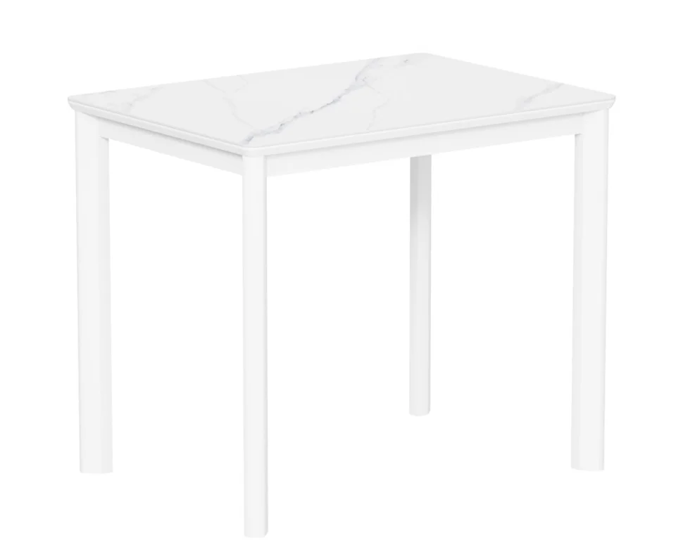 Стол Римини-мини C EVO 90х65 (+40), (царга Белый/White marble) + нога №9 (белый)