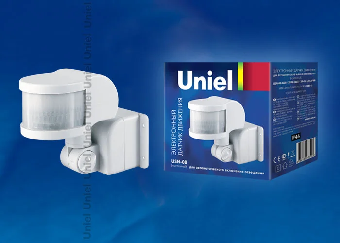 Датчик движения USN-08-220R- 1200W-3LUX- 12M-0,6-1,5m/s- WH