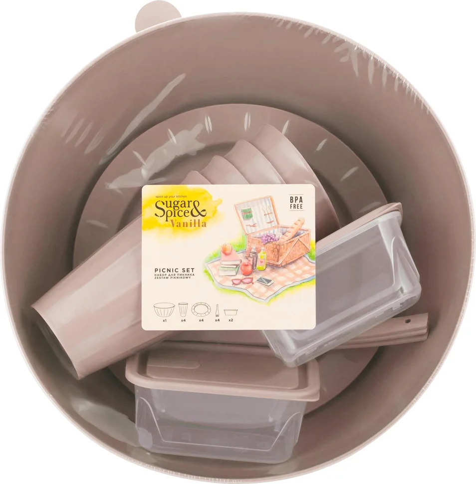 Набор для пикника Sugar&Spice Vanilla на 4 персоны (15 предметов) латте