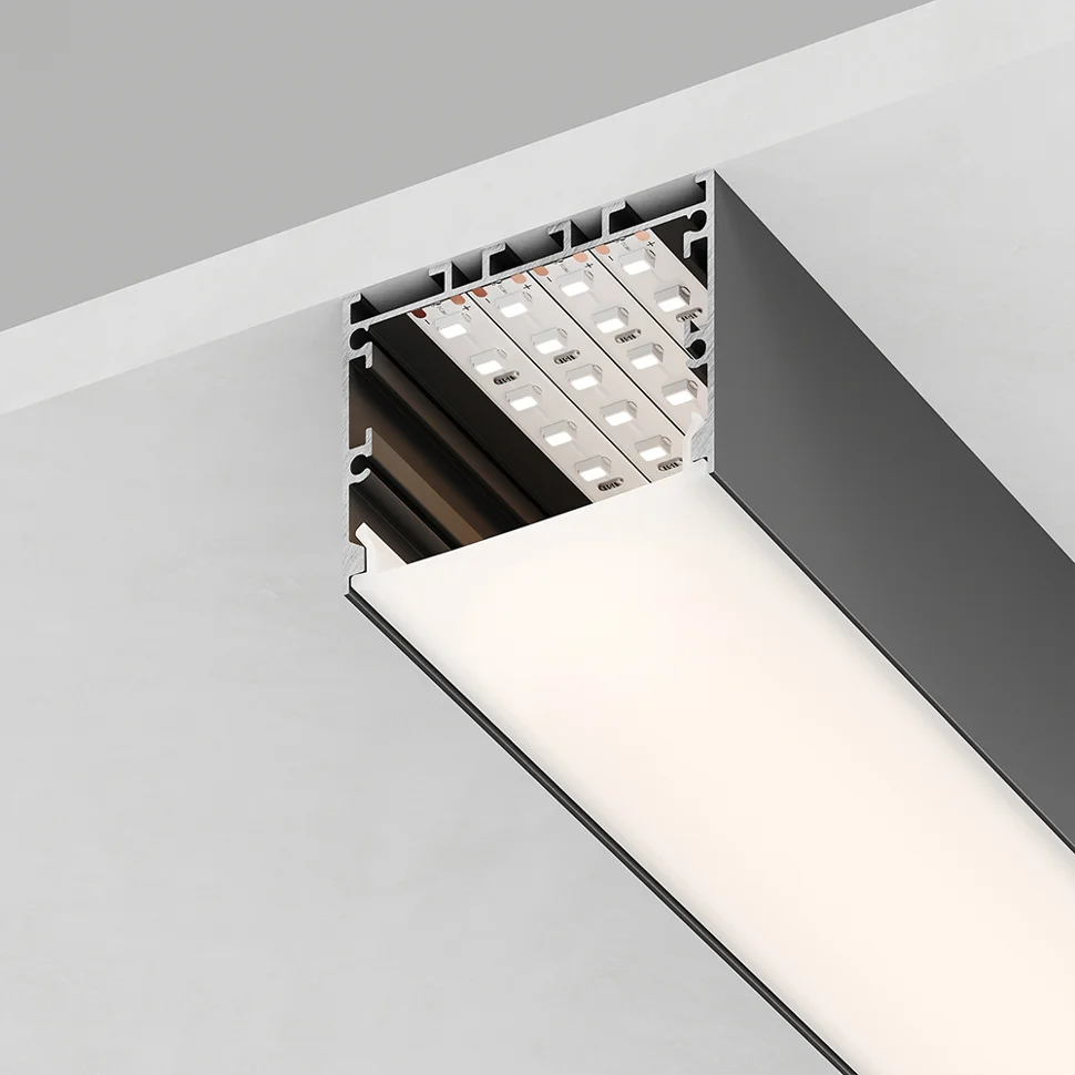 Профиль алюминиевый "Линии света" (50*35), черный, 2м (в компл 2 заглушки,4 крепежа) CAB257