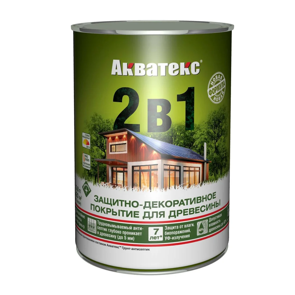 Основа алкидная Акватекс 2 в 1 - калужница 0,8л УФ-защита, влажн. древесина 40%