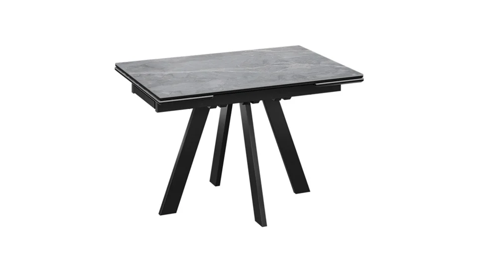 Стол обеденный раздвижной Джаггер Тип 1 1200*(1803)*770*800 (Черный муар/Керамика матовая серый мрамор)