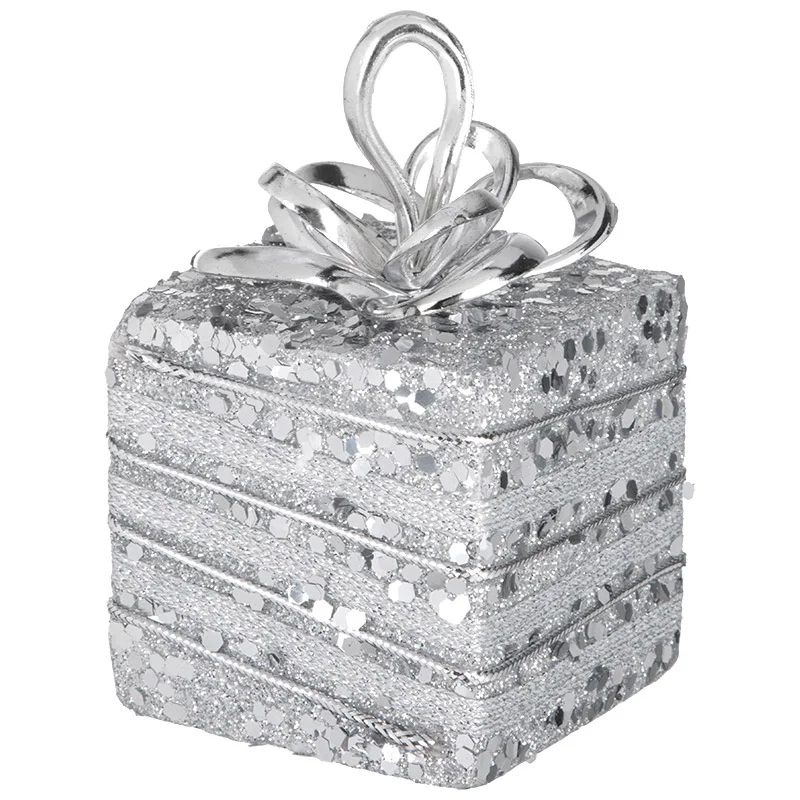 Украшение елочное "Подарок новогодний", серебряный