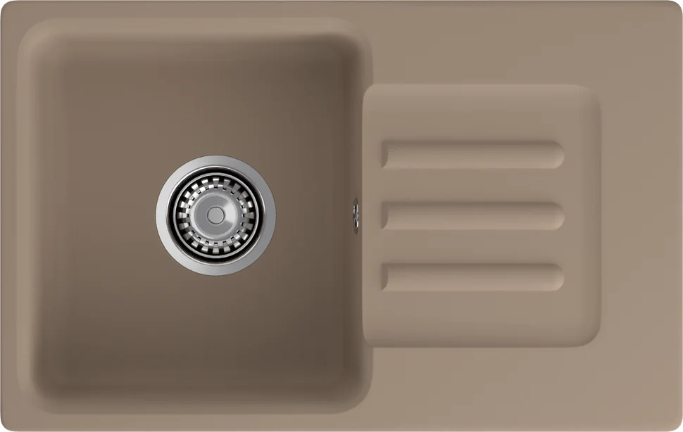 Мойка мрамор ЭкоМ М-680 1 чаша+крыло 680*430мм цвет песочный арт. М-680.302
