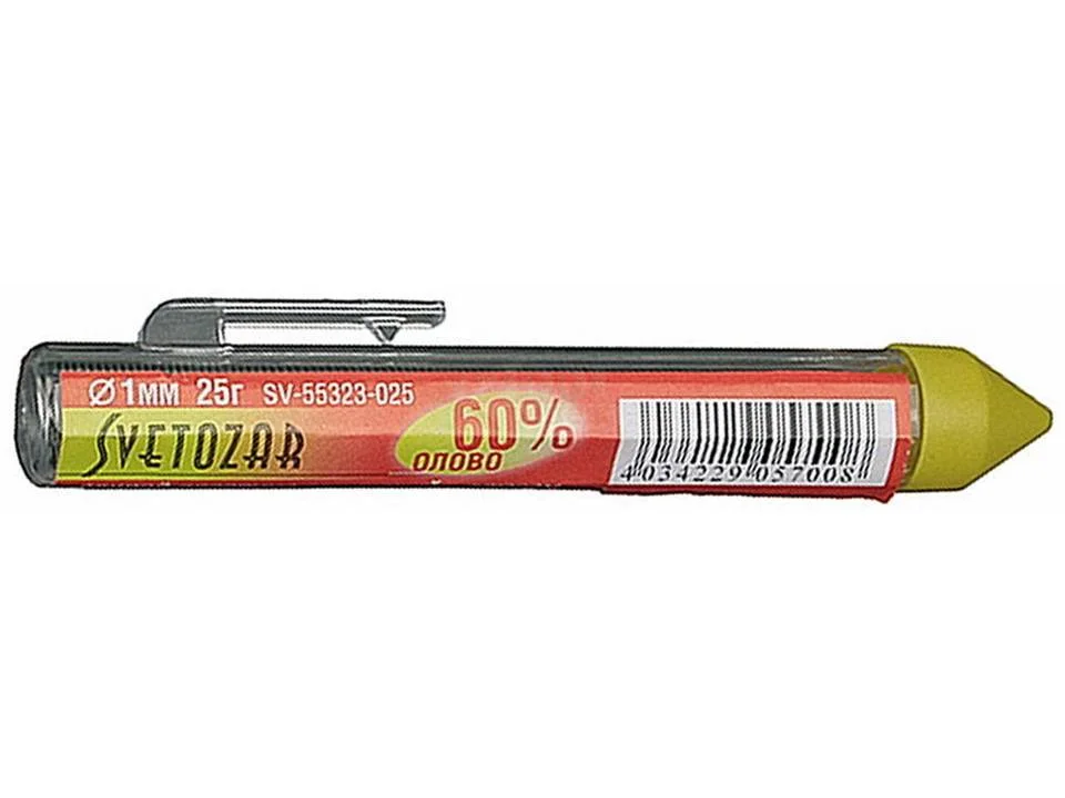 Припой 25г, СВЕТОЗАР оловянно-свинцовый,60% Sn / 40% Pb, SV-55323-025