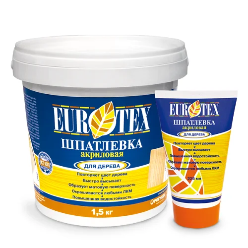 Шпатлевка по дереву акриловая СОСНА 225г Eurotex ( Т-ра перевозки не ниже +5град)