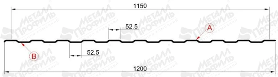 Профнастил "Металлпрофиль" С-8(Тип), 0.65 мм, оцинкованный 1.2 * м2