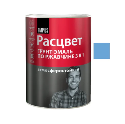 Грунт-эмаль по ржавчине 3 в 1 голубая 0,9кг РАСЦВЕТ