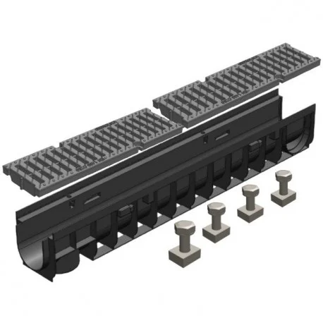 Лоток водоотводный GIDROLICA Pro DN100 C250 пластиковый 1000*145*152 мм арт.800pro