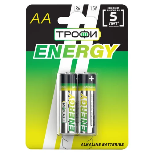 Элемент питания LR6(АА) алкалиновый (уп. блистер 2шт) ТРОФИ ENERGY/ECO