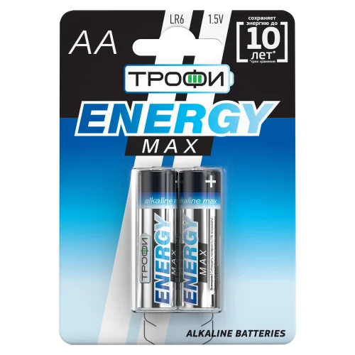 Элемент питания LR6(АА) алкалиновый (уп. блистер 2шт) ТРОФИ ENERGY MAX