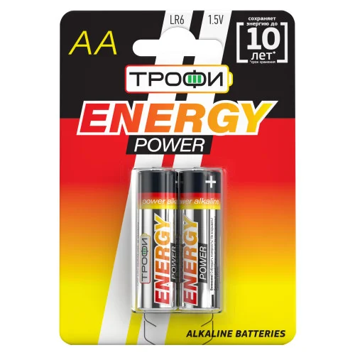Элемент питания LR06(АА) алкалиновый (уп. блистер 2шт) ТРОФИ ENERGY POWER