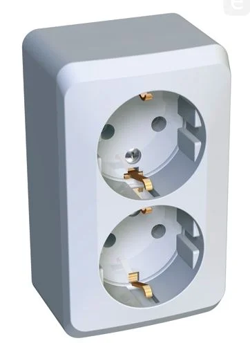 Розетка 2-местная ОП Этюд 16А с заземл. защ. шторки бел. Systeme Electric PA16-008B