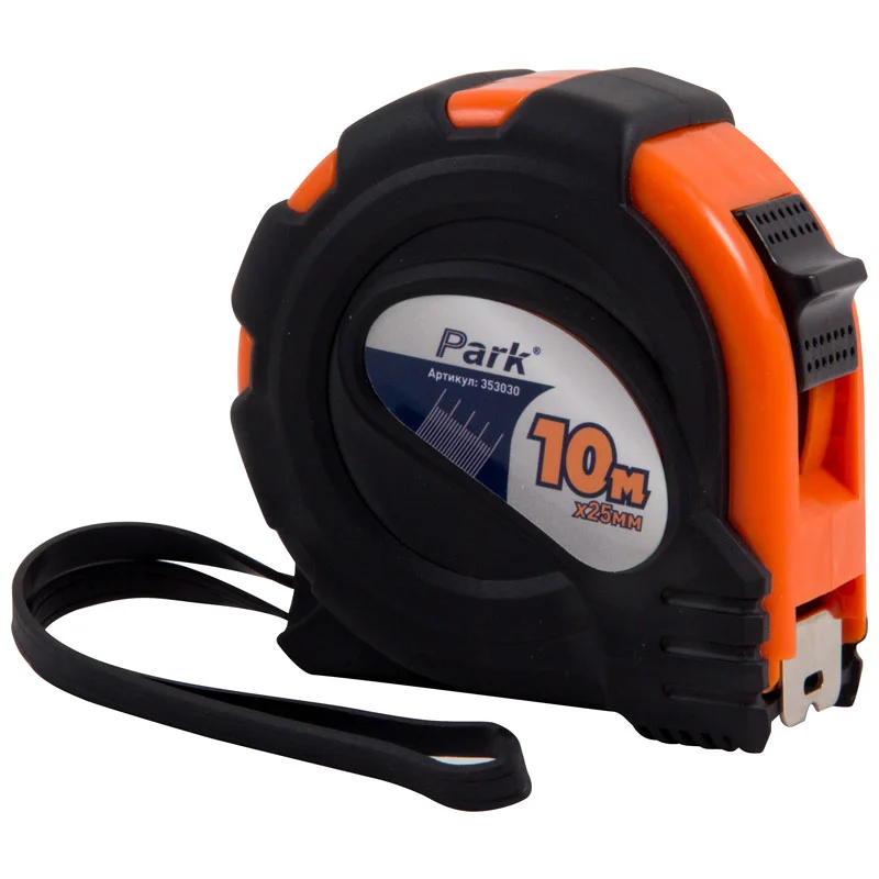Рулетка 10м*25мм PARK TM30-10025, обрезиненный корпус, с фиксатором