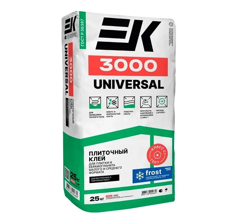 Клей плиточный ЕК 3000 UNIVERSAL для керамогранита 25 кг