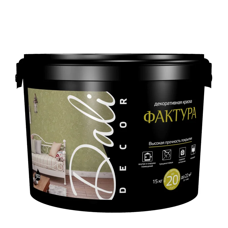 Краска декоративная Dali-Decor "Фактура" База А (белая), 15кг ( Т-ра перевозки не ниже +5град)