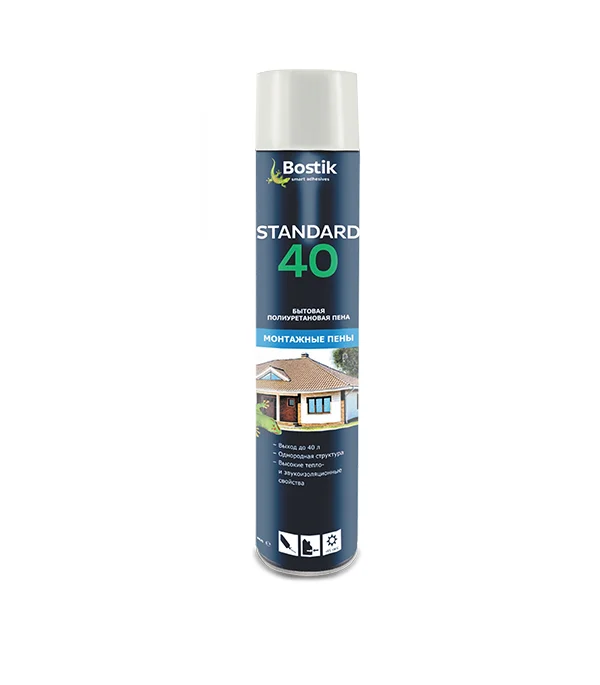 Пена монтажная бытовая BOSTIK Standard 40 500 мл всесезонная (Т-ра перевозки не ниже +5град)