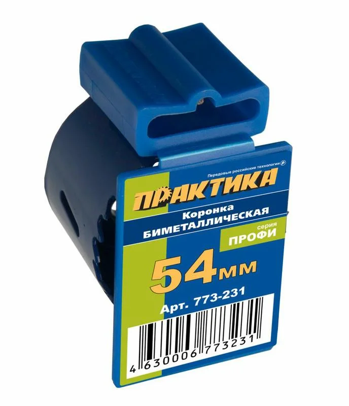 Коронка биметаллическая D=54 мм, клипса, ПРАКТИКА