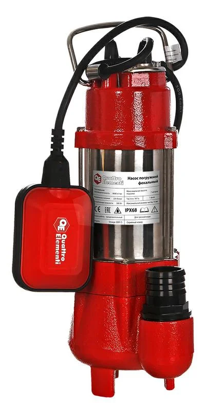 Насос фекальный QUATTRO ELEMENTI Sewage 300F Ci (300 Вт, 9000 л/ч, для грязной, 7 м, 9,0 кг)