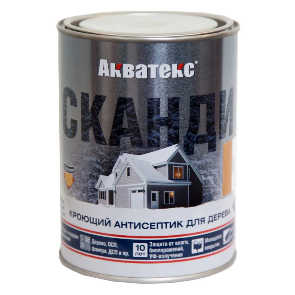 Антисептик кроющий для дерева Акватекс СКАНДИ айсберг (база А) 0,75л