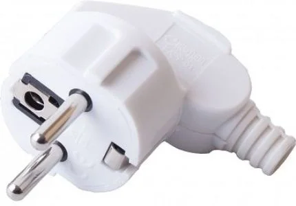 Вилка 16А 250В IP20 белая, с заземлением, угловая (PPG16-41-202) STEKKER