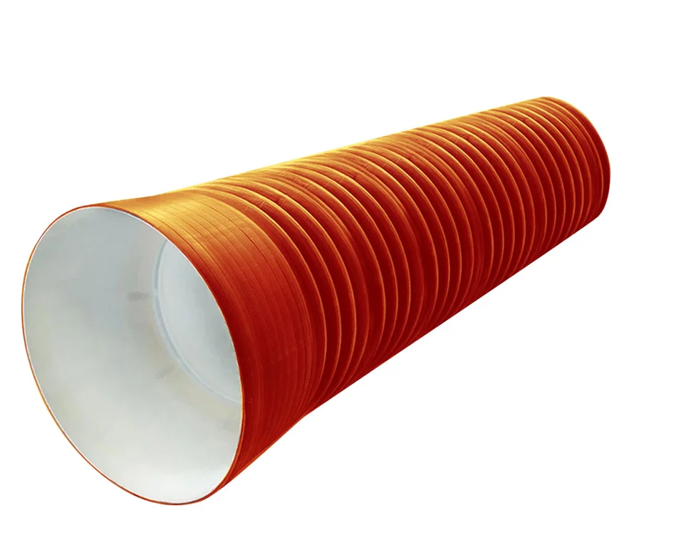 Труба канализационная гофрированная двухстенная FD-Plast D 340/300 с раструбом L-6м, чёрная SN8