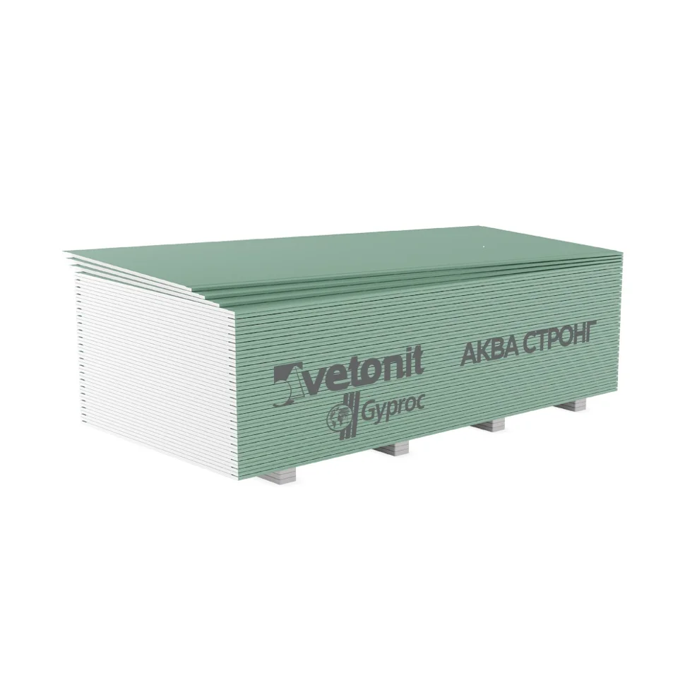Гипсокартон ГКЛВ Vetonit (Gyproc) Аква Стронг ГСП-RH3-УК высокопрочный 3000*1200*15 мм