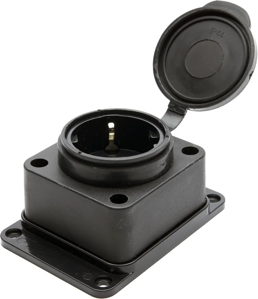 Колодка каучуковая с заземлением 1 гнездо16А IP44 черная Китай STEKKER RST16-31-44