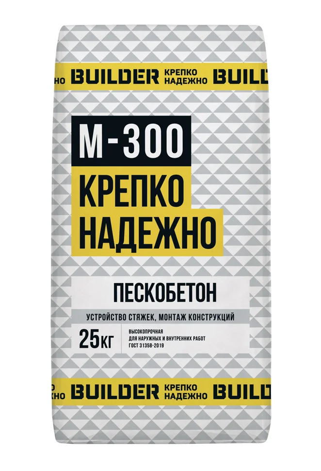 Сухая смесь М-300 пескобетон 25 кг BUILDER Яр