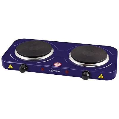 Плитка электрическая 2 конфорочная HOMESTAR HS-1104 сапфир, чугун*