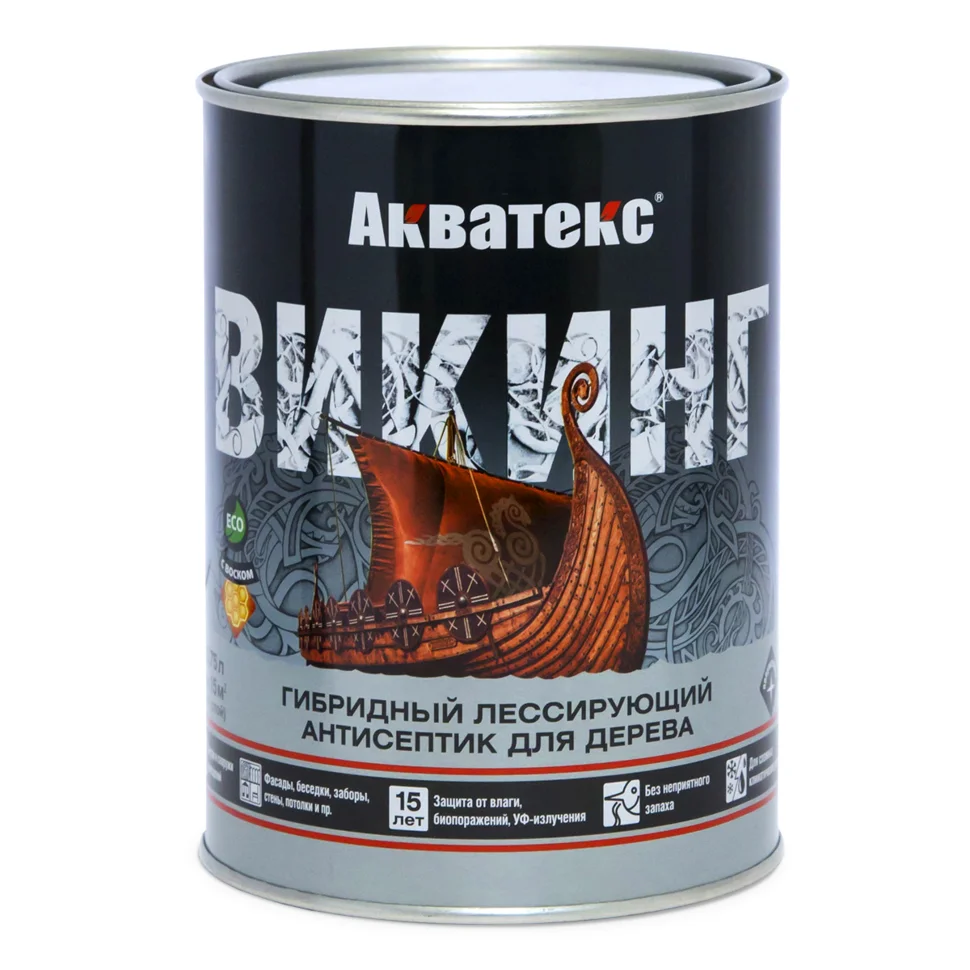 Антисептик лессирующий Акватекс ВИКИНГ для дерева белый 0,75 л