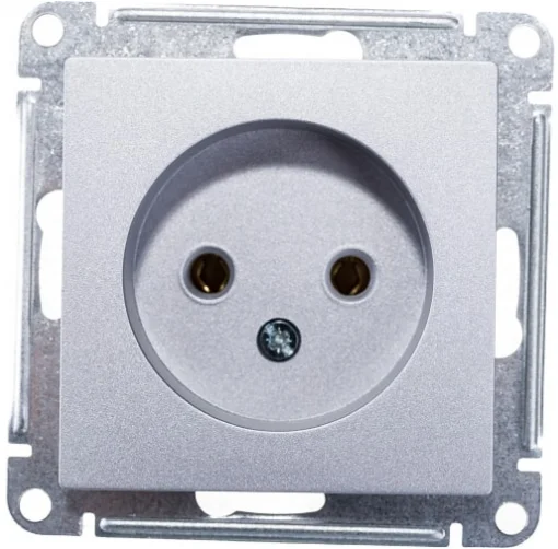 Механизм розетки одноместный СП AtlasDesign 16А IP20 без заземл. алюм. Systeme Electric ATN000341