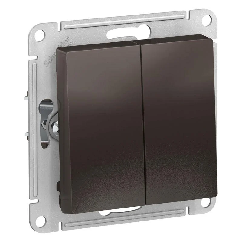 Механизм выключателя двухклавишный СП AtlasDesign 10А мокко SE ATN000651 Systeme Electric