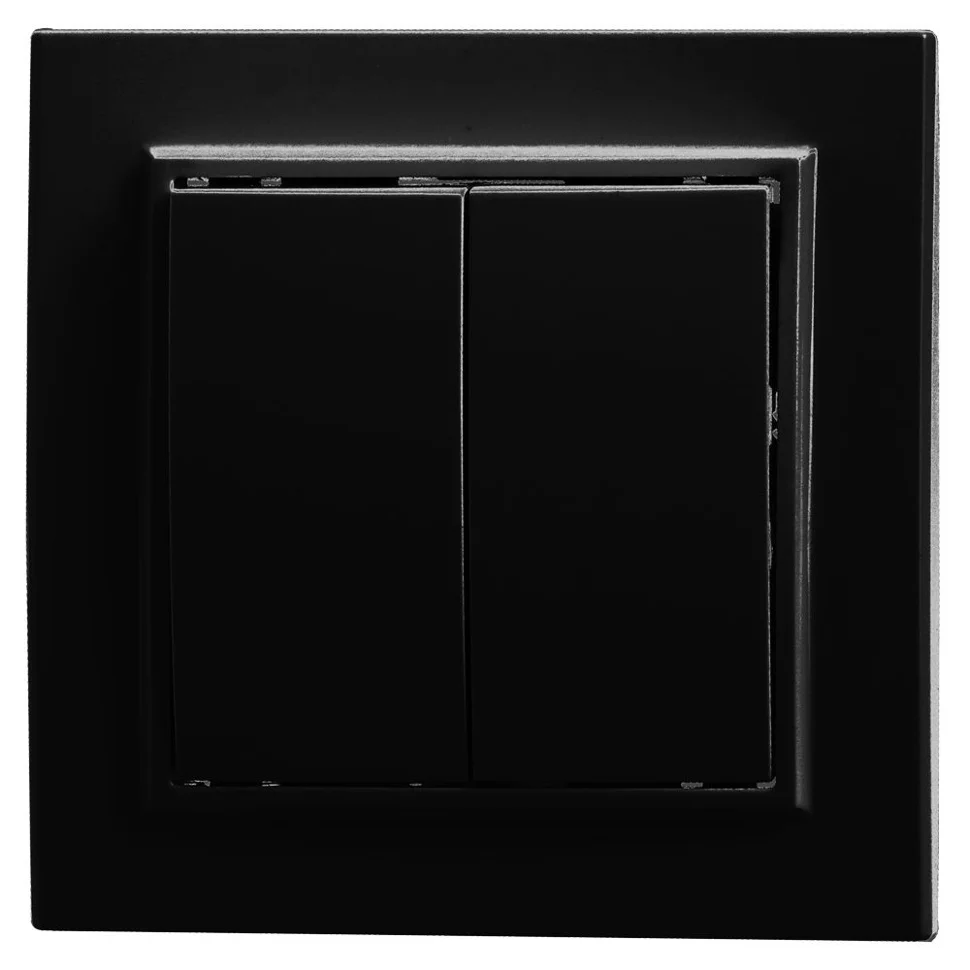 Выключатель двухклавишный СП 220V, 10А, черный (PSW10-9004-03) Эрна STEKKER