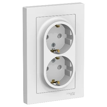 Розетка 2-местная СП AtlasDesign 16А IP20 с заземл. защ. шторки в сборе бел. Systeme Electric ATN000126