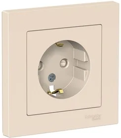 Розетка 1-местная СП AtlasDesign 16А IP20 с заземлением в сборе беж Systeme Electric ATN000244