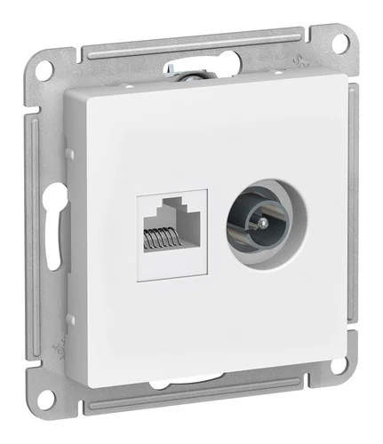 Механизм розетки компьютерной +TV 2-м AtlasDesign RJ45 кат.5E + TV бел. Systeme Electric ATN000189