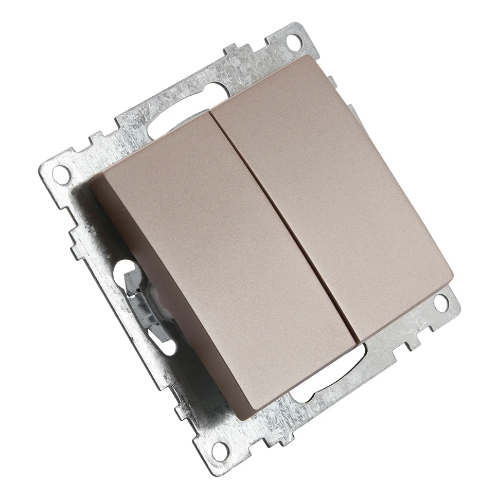 Механизм выключателя двухклавишный СП 220V, 10А, шампань (GLS10-7104-02) Катрин STEKKER
