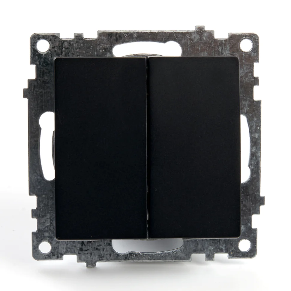 Механизм выключателя двухклавишный СП 220V, 10А, черный (GLS10-7104-05) Катрин STEKKER