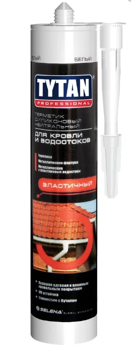 Герметик силиконовый нейтральный для кровли и водостоков прозрачный TYTAN Professional 310мл