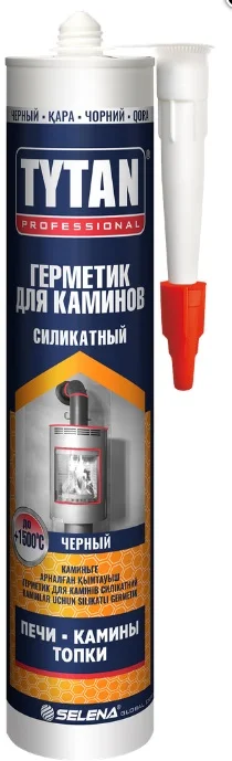 Герметик силикатный для каминов черный TYTAN Professional 280мл (до +1500°C)
