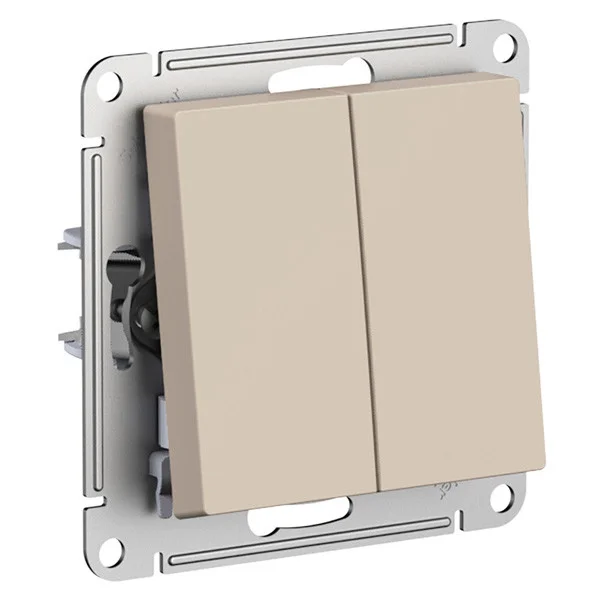 Механизм выключателя двухклавишный СП AtlasDesign (сх. 5) 10AX песочный Systeme Electric ATN001251