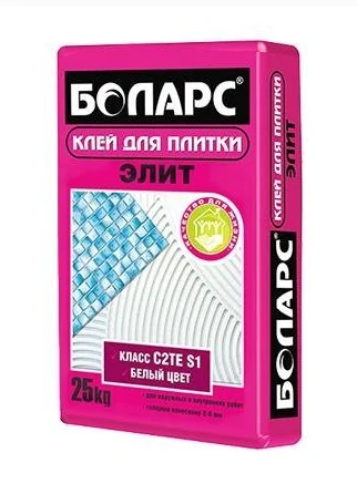 Клей плиточный БОЛАРС ЭЛИТ БЕЛЫЙ для мозайки, стеклянной плитки и керамогранита 25 кг