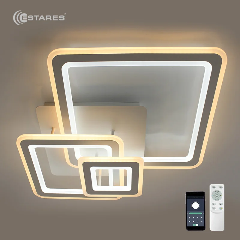 Светильник управляемый светодиодный TRIPLEX SQUARE 124W 3S-APP-596x596x146-WHITE/WHITE-220-IP20*